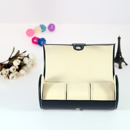 

Roll-style PU Leather Travel Watch Box Case Storage Holder Organizer for 3 Watches with pillows