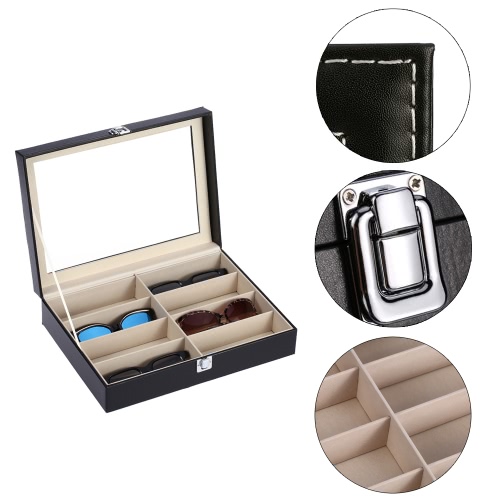 

8-Slot очки Дисплей Box Солнцезащитные очки для хранения Организатор с Clear стеклянной крышкой Достойного хранения и организации Продукт