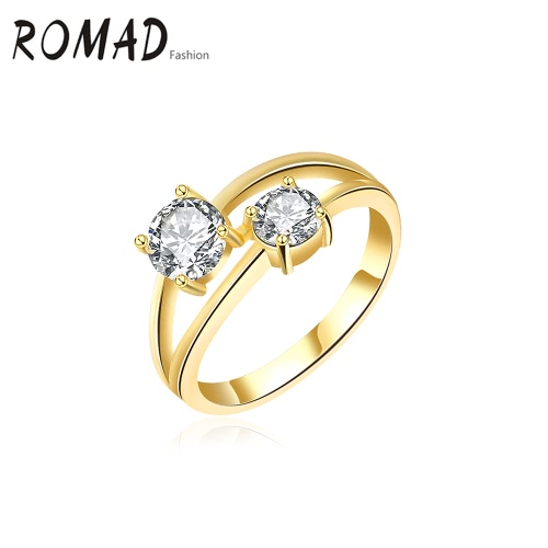 

ROMAD Мода уникальный шарм горячего металла Медь Позолоченные Циркон Rhinestone Кристалл кольцо для ювелирных изделий венчания пар