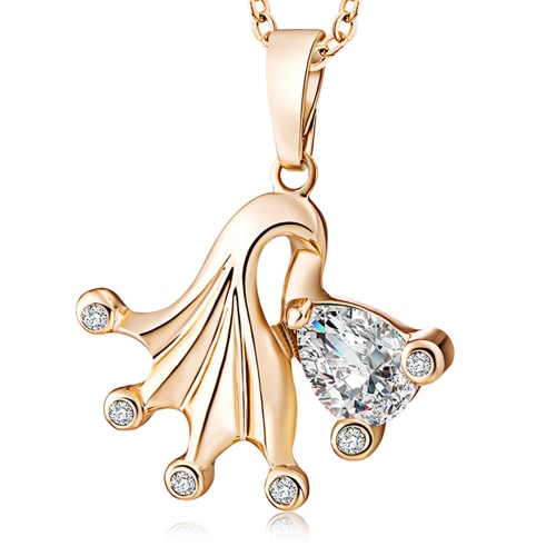 

Fashion Natural Gold Plated Necklace Crystal Pendant Chain
