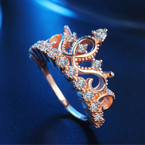 

Crown Inlay Diamond Ring Rose Gold Color Fashion Crystal Rings Jewelry for Party Wedding Accessories of Women and Girls