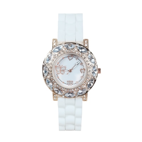 Montre à quartz pour femme avec bande de silicone Montres rétro Montre-bracelet de luxe décontractée