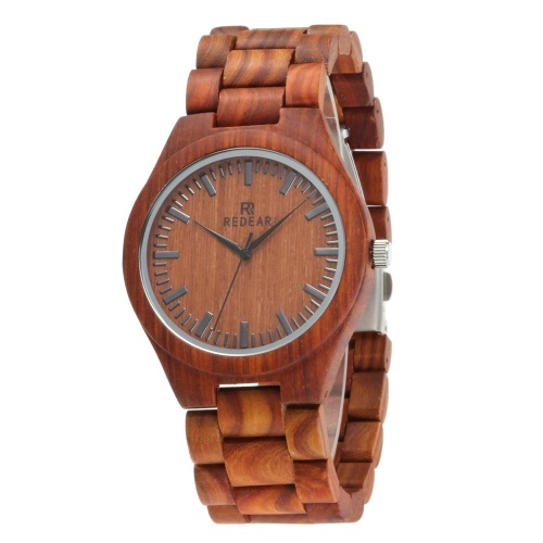 

Men's Bamboo Wooden Watch REDEAR Wood Watch with Leather Strap Analog Quartz Lightweight Casual Watches Wristwatch
