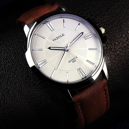 

YAZOLE Men Quartz Watch Exquisite Male Wristwatch with Blue Light Blocking Mineral Glass Accurate Time Luminous Pointer 3ATM Waterproof Business Watches Leather Strap Male Fashion Wristband