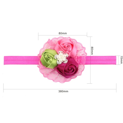 3pcs Kids Baby Girls Toddlers Cute Flower Rose Lace Beads Headband Hairband Headwear Accessories For Infants