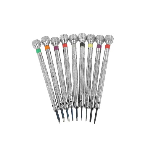 

9PCS Prcision Slotted & Philip Screwdriver Set Bits W/ Stand & Replacement Head for Watch Repair Jewelry Electronic 0.8-2.0mm