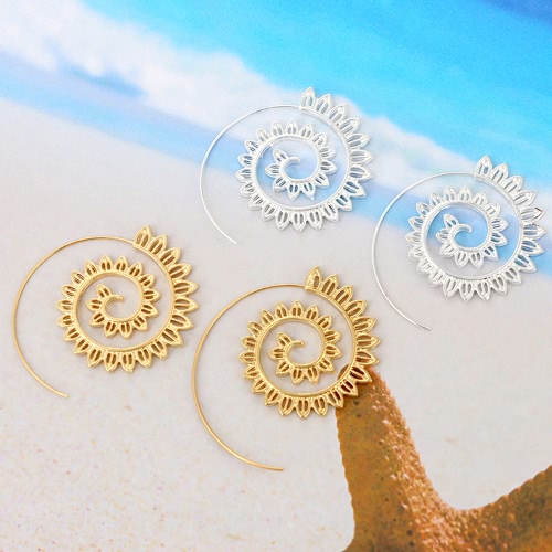 

Fashion Vintage Plated Circles Round Spiral Heart Water-drop Shaped Dangle Earrings Charm Unique Women Party Earrings Jewelry