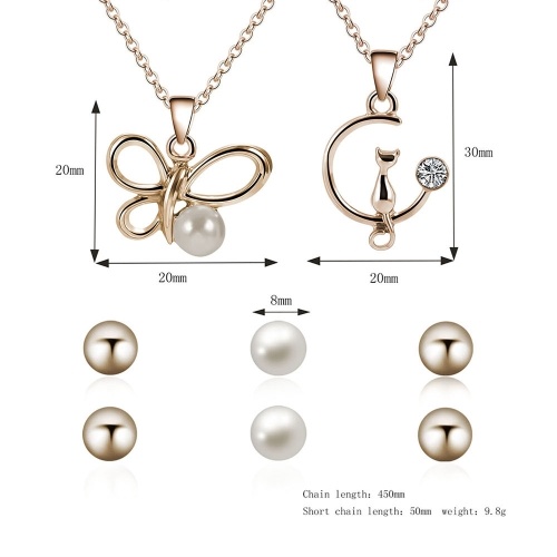 

Fashion Jewelry Set Pendant Necklace Simple Pearl Ear Studs for Women Jewelry Accessory