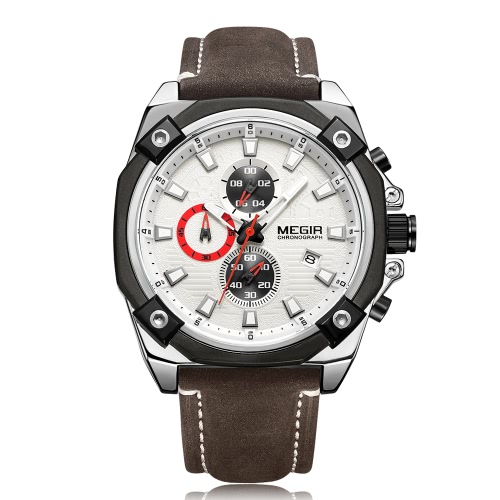 

MEGIR Men Luminous Quartz Watch With Leather Strap