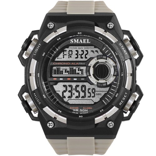 SMAEL 1438B Multifunctional Men Sport Watch 50M Waterproof Electronic Digital Wristwatch with Alarm/Luminous/Date/Week/Month Display