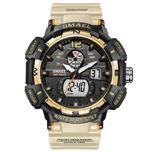 

SMAEL 8045 Multifunctional Sport Men Wrist Watch 50M Waterproof Quartz+Digital Electronic Watch with Luminous/Alarm/Stopwatch/Week/Date Display