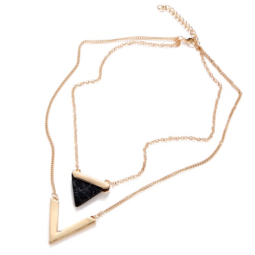 

Lady European and American Fashion Triangle Turquoise Women Necklace