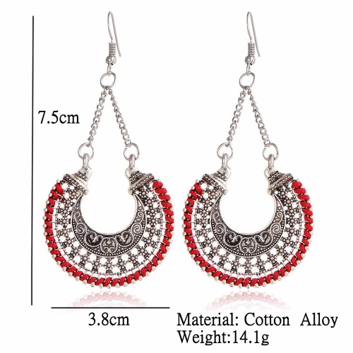 

Fashion Retro Women Ethnic Jewelry Vintage Hollow Flower Basket Charm Drop Earrings