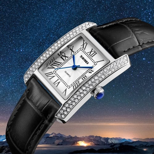 

SKMEI 3ATM Водонепроницаемый Мода Casual Watch Женщины Кварцевые часы Натуральная кожа Наручные часы Женщины Relogio Musculino