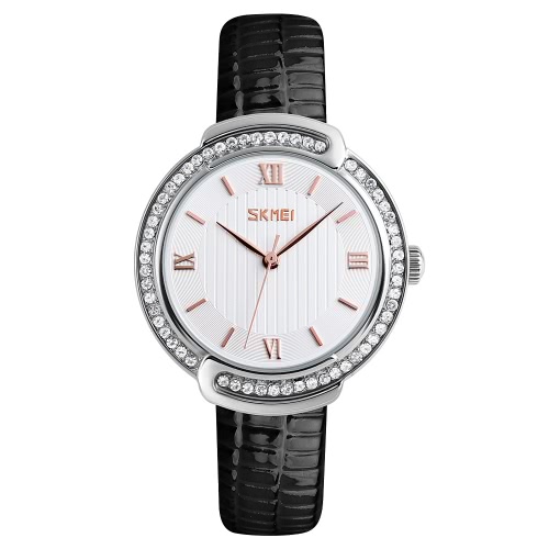 SKMEI 3ATM Wasserdichte Quarzuhr Mode Freizeit Casual Damen Uhren Echt Leder Armbanduhr Weiblich Relogio Feminino