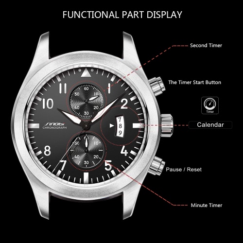 

SINOBI Fashion Casual Quartz Watch Life Water-resistant Men Watches Luminous Wristwatch Male Calendar Timer