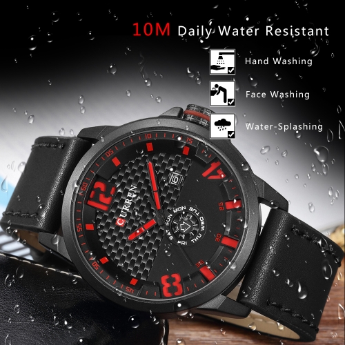 

CURREN 2017 Cool PU Leather Quartz Men Watch Water-Proof Calendar Man Casual Wristwatch