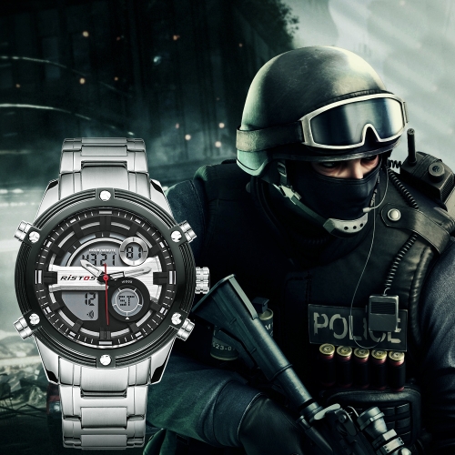 

RISTOS Sport Quartz Digital Watch 3ATM Water-resistant Men Watches Backlight Wristwatch Male Calendar Chronograph