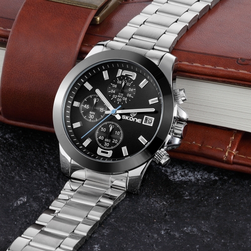 

SKONE Роскошный люминесцентный кварц из нержавеющей стали Man Watch Water-Proof Chronograph Мужские часы для наручных часов для бизнеса