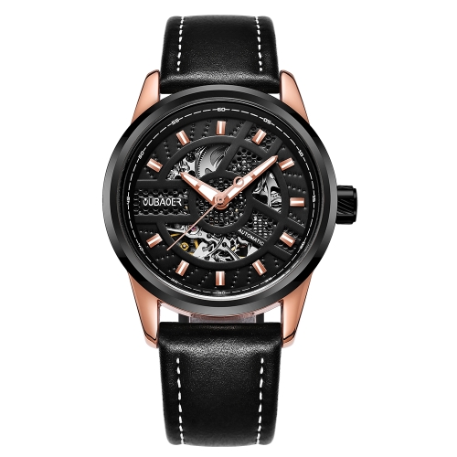 OUBAOER Luxe Véritable Cuir Automatique Hommes Montres