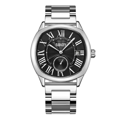 OUBAOER Fashion Luxury Stainless Steel Men Relojes Cuarzo 3ATM resistente al agua Casual Man Reloj de pulsera Calendario