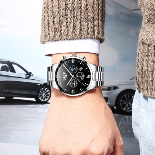 

LIGE Fashion Stainless Steel Men Watches