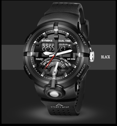 

SYNOKE Sports Fashion Watches 5ATM Water-resistant Electronic Watch Luminous Man Wristwatch Male Watch Chronograph Alarm Clock Dat