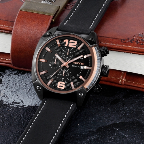 

Skone Casual Sport Men Watches Quartz Male Watch 3ATM Water-resistant Luminous Wristwatch Calendar Time Display