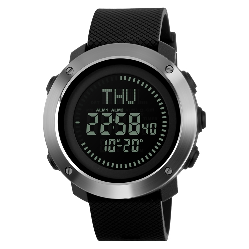 SKMEI Hombres 5ATM resistente al agua E-Compass LED Reloj electrónico Deportes al aire libre Relojes digitales Luz de fondo Alarma / Cronómetro / Cuenta atrás / Calendario Fecha Ventana / Hora mundial