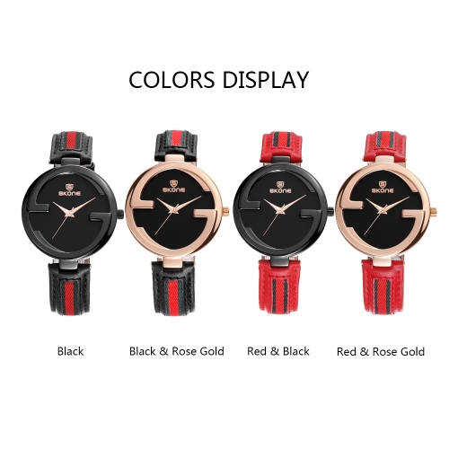 

SKONE Fashion Quartz Genuine Leather Women Watch 3ATM Water-resistant Casual Wristwatch Woman Relogio Feminino