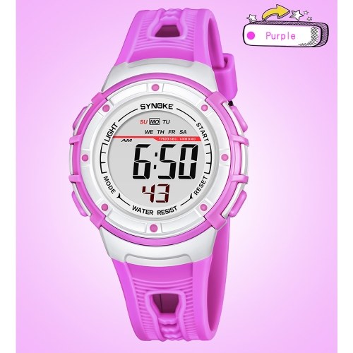 

SYNOKE Sport Children Wrist Watches LED Digital Stopwatch Alarm Luminous Water Resistant Girl Boy Watch