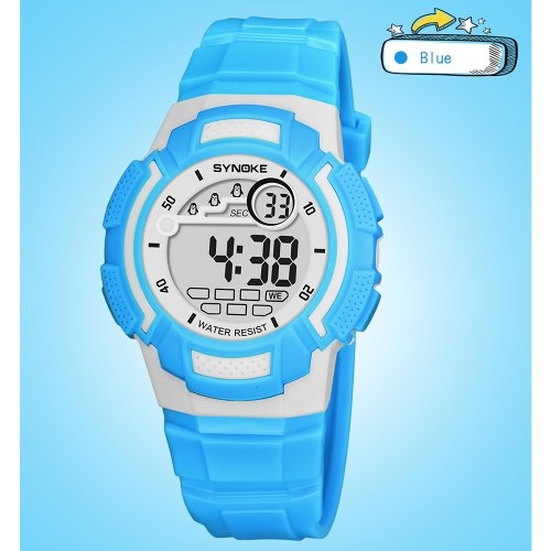 

SYNOKE Sport Children Wrist Watches LED Digital Stopwatch Alarm Luminous Water Resistant Girl Boy Watch