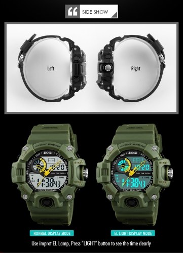 

SKMEI 1331 Men Quartz 3 Time Chrono Watches Countdown Dual Time Analog Digital Display Wristwatch 5ATM Waterproof Fashion Casual Backlight Multifunctional Watches