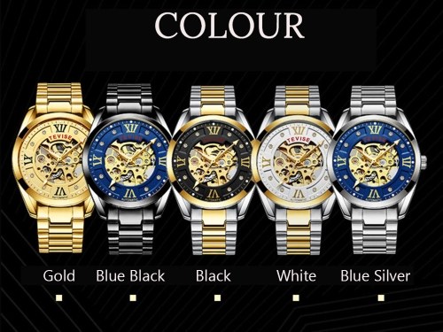 

TEVISE 795D Business Men Automatic Mechanical Watch Fashion Casual Stainless Steel Strap Male Wristwatch