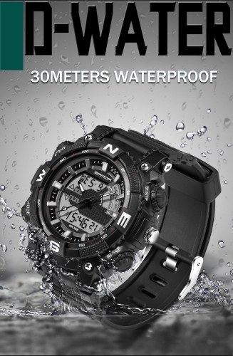 

SANDA 743 Electronic Sport Watch Men Waterproof Watches Analog Digital LED Back Light Wristwatch for Male Clock
