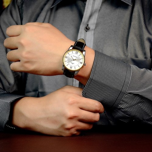 

YAZOLE 348 Men Watch Top Brand Waterproof PU Leather Roman Scale Luxury Wristwatch