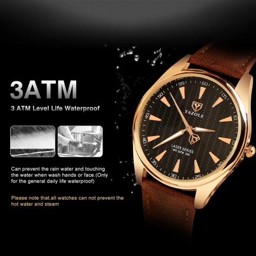 

YAZOLE 369 Leather Watch Fashion Top Brand Round Dial Man luminous Needle Classic watch