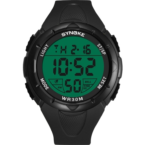 SYNOKE 9005 Sportuhr LED Digitaluhr Alarm Leuchtendes zweites Timing Tägliches wasserdichtes Sportband