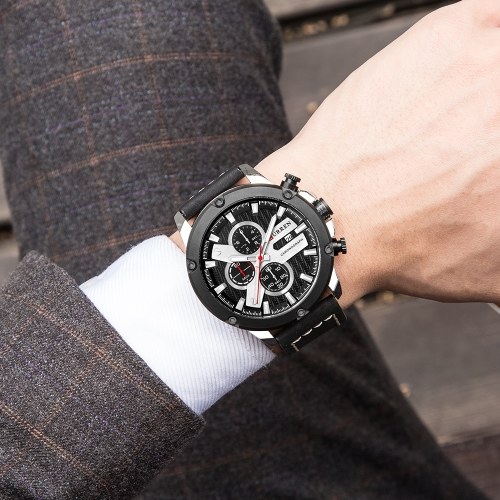 

CURREN 8308 Business Men Quartz Watch Calendar Chronograph Fashion Casual Leather Band Male Wristwatch