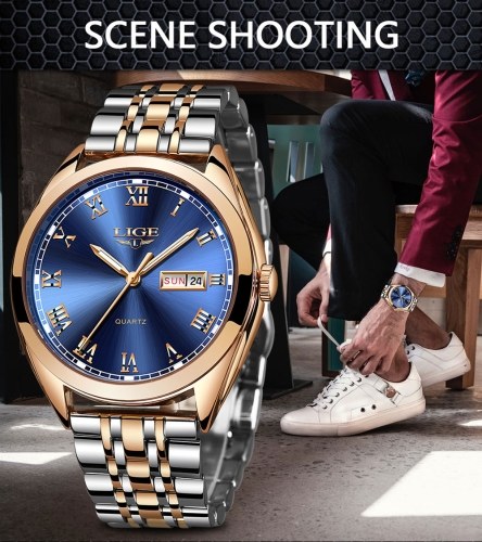 

LIGE 9904 Quartz Watch Men Top Brand Fashion Chronograph Male Stainless Steel Waterproof Business Men Wristwatch Relogio Masculino