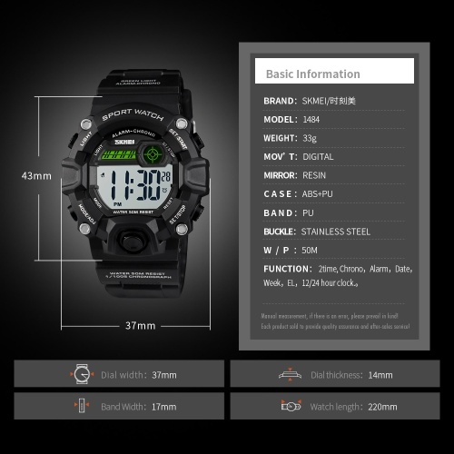 

SKMEI 1484 Watches Kids PU Strap Outdoor Sports Children Watch Digital Wristwatch for Boys Girls Watches with Alarm LED Luminous Waterproof Date Dual Time GMT capability Wearable Accessories