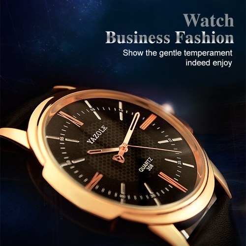 

YAZOLE Men Quartz Watch Exquisite Male Wristwatch Accurate Time Display 3ATM Waterproof Business Watches Leather Strap Male Fashion Wristband Men's Gifts