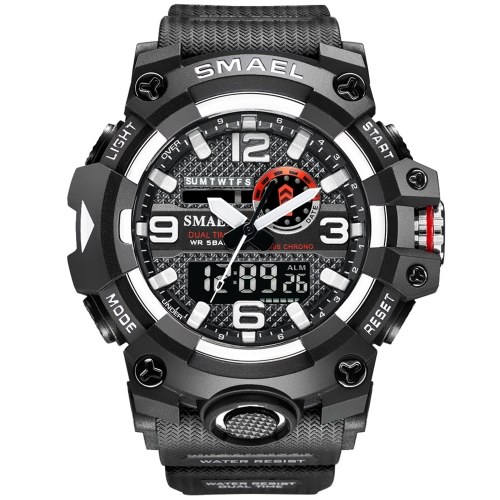 SMAEL 8035 Reloj deportivo informal multifuncional para hombres Reloj de pulsera electrónico electrónico impermeable de 50 m con función luminosa / alarma / cronómetro / calendario automático / función de repetición