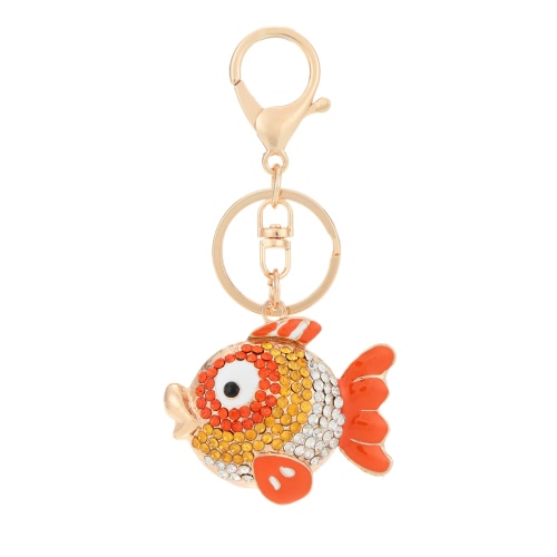 Unique Flying Fish Animal Keyring Rhinestone Car Key Chain Charm Pendant Jewelry Accessories for Gift