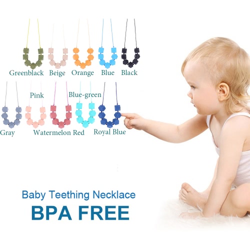 

100% Food Grade Teething Teether Necklace Soft Beads for Chew Baby Toddler Nursing Jewelry Toy for Mom to Wear BPA Free