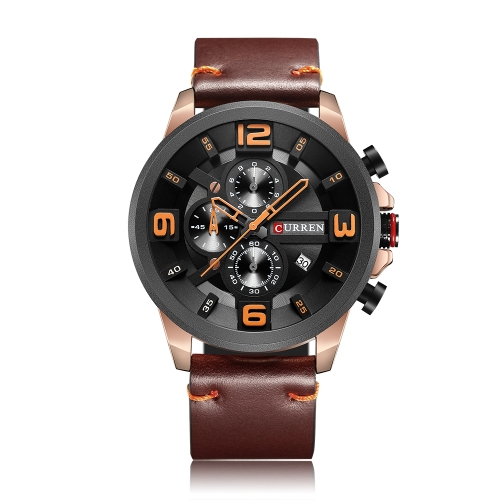 CURREN Mode Sport Véritable Cuir Hommes Montres