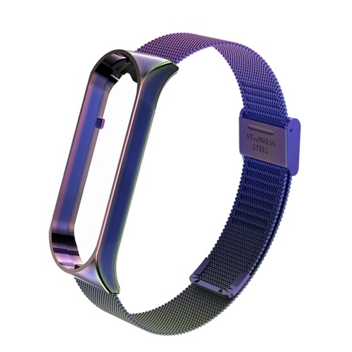 Cinturino di ricambio per smartwatch Cinturino per orologio Cinturino con doppia fibbia elastica Cinturino da polso in metallo in acciaio inossidabile compatibile con Xiaomi Mi Band 5