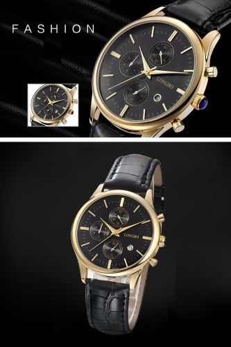 

LONGBO Man Quartz Watch 3ATM Water Resistant Alloy Wristwatch with Calendar