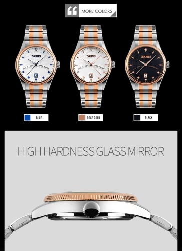 

SKMEI Rhinestone Embedded Analog Men Professional Business Watch 3ATM Water Resistant Wrist Watch with Date Window