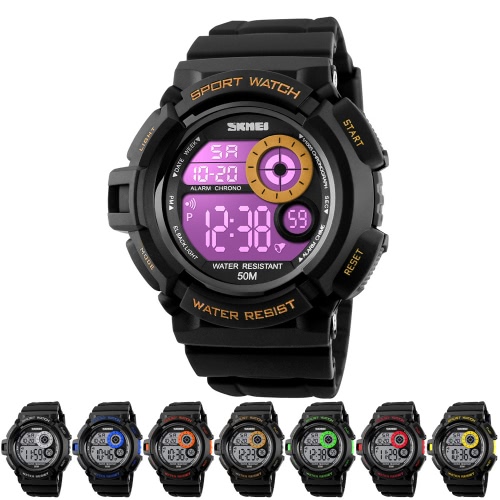 

SKMEI Цифровой светодиодный 50M водоустойчивой Unisex Спорт Военные часы Прохладный Мужчины Женщины Электронные Открытый Повседнев